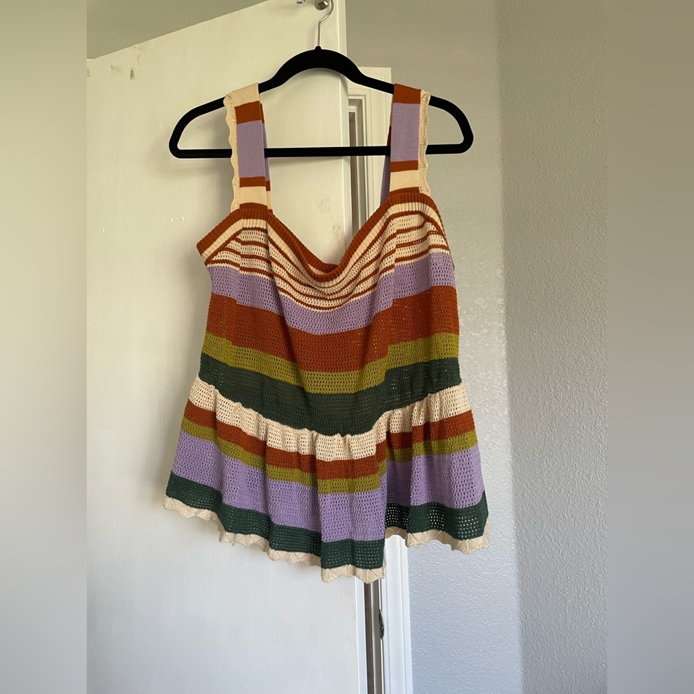 Gorgeous knitted multi color strip top